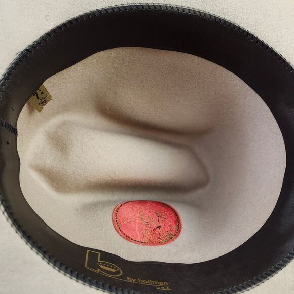 B By Bollman VTG‎ Wide Rim Western Wool USA Wool Mens Hat Sz 7 1/4 - Picture 10 of 10